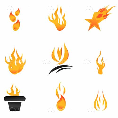 Abstract Fire Flames Icon Set